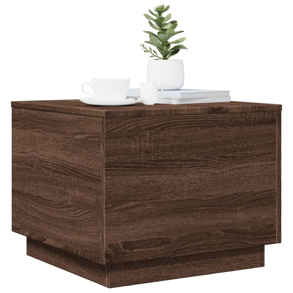 Salontafel met LED-verlichting 50x50x40 cm bruin eikenkleur is nu te koop bij PeponiXL, paradijselijk wonen!
