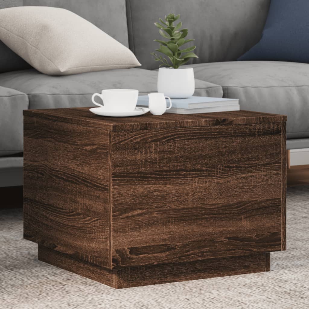 Salontafel met LED-verlichting 50x50x40 cm bruin eikenkleur is nu te koop bij PeponiXL, paradijselijk wonen!