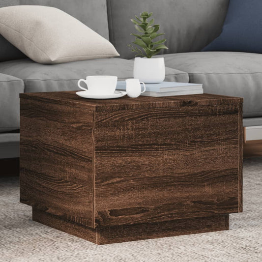 Salontafel met LED-verlichting 50x50x40 cm bruin eikenkleur is nu te koop bij PeponiXL, paradijselijk wonen!