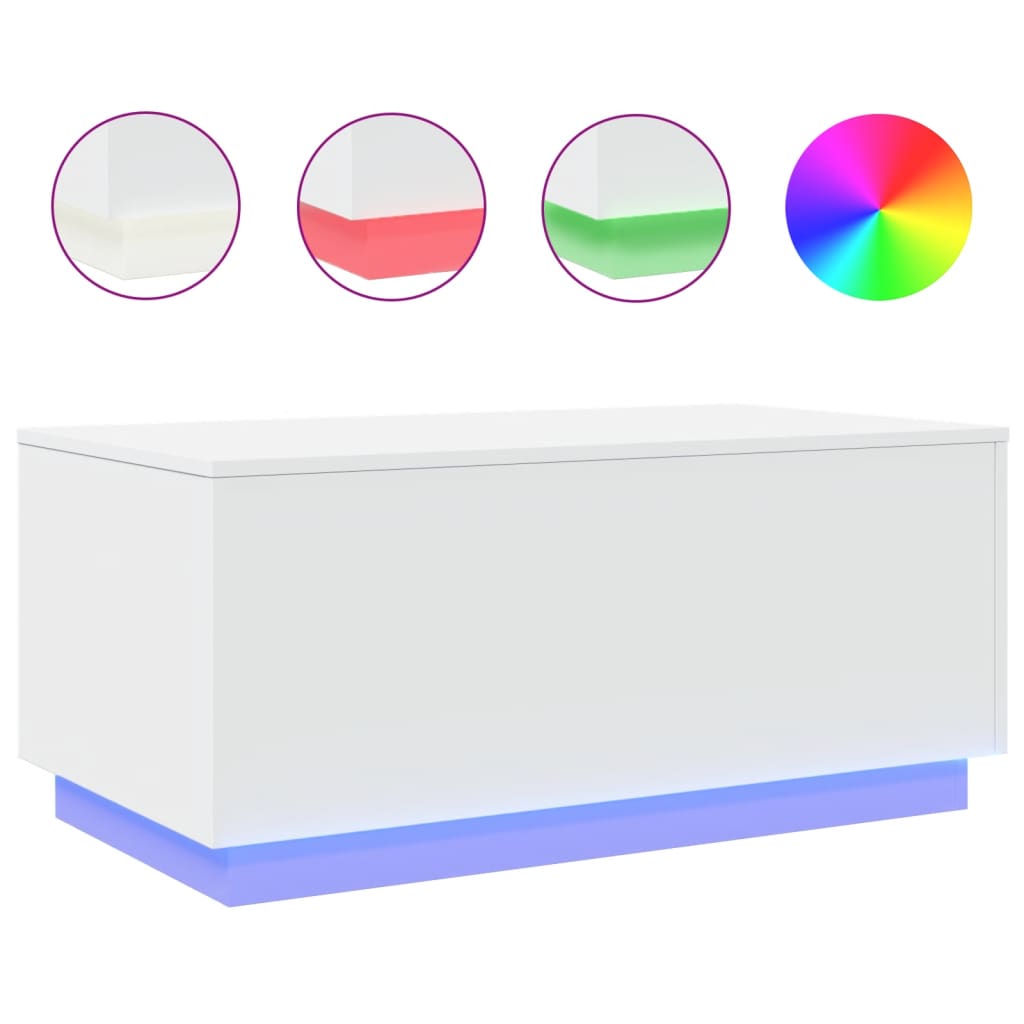 Salontafel met LED-verlichting 90x50x40 cm wit is nu te koop bij PeponiXL, paradijselijk wonen!