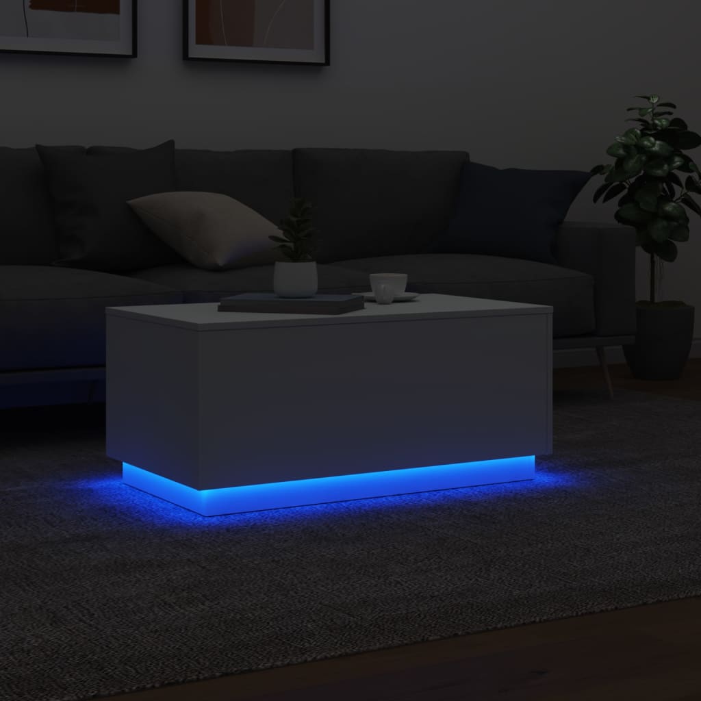 Salontafel met LED-verlichting 90x50x40 cm wit is nu te koop bij PeponiXL, paradijselijk wonen!