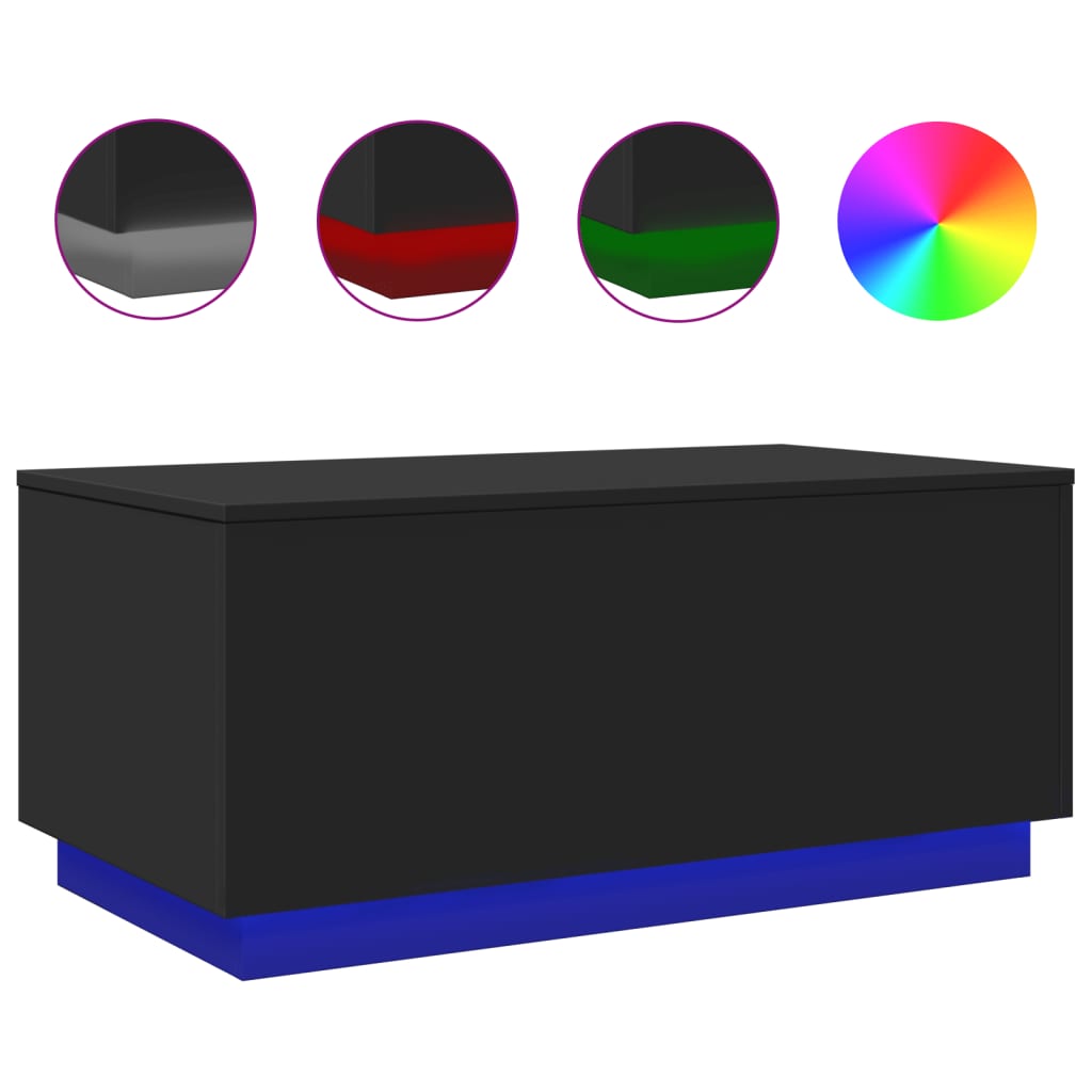 Salontafel met LED-verlichting 90x50x40 cm zwart is nu te koop bij PeponiXL, paradijselijk wonen!