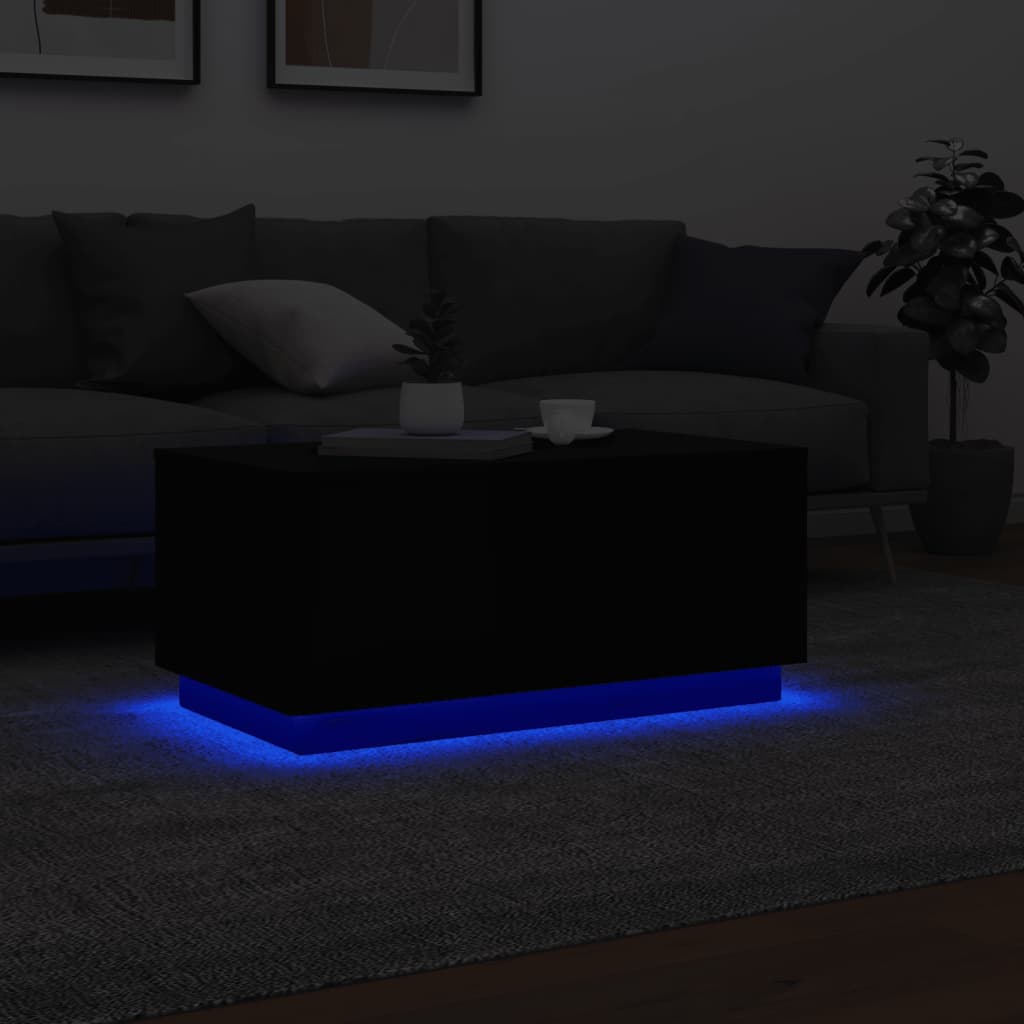 Salontafel met LED-verlichting 90x50x40 cm zwart is nu te koop bij PeponiXL, paradijselijk wonen!