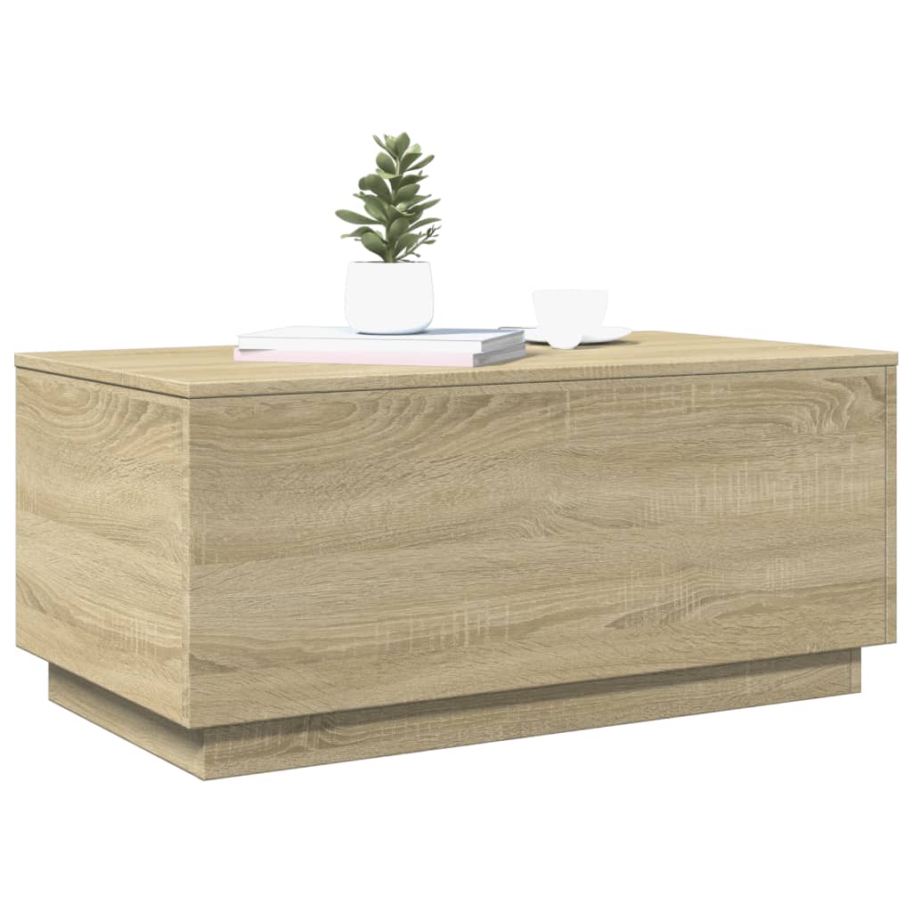 Salontafel met LED-verlichting 90x50x40 cm sonoma eikenkleurig is nu te koop bij PeponiXL, paradijselijk wonen!