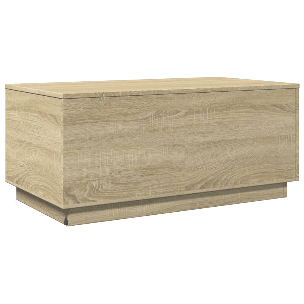Salontafel met LED-verlichting 90x50x40 cm sonoma eikenkleurig is nu te koop bij PeponiXL, paradijselijk wonen!