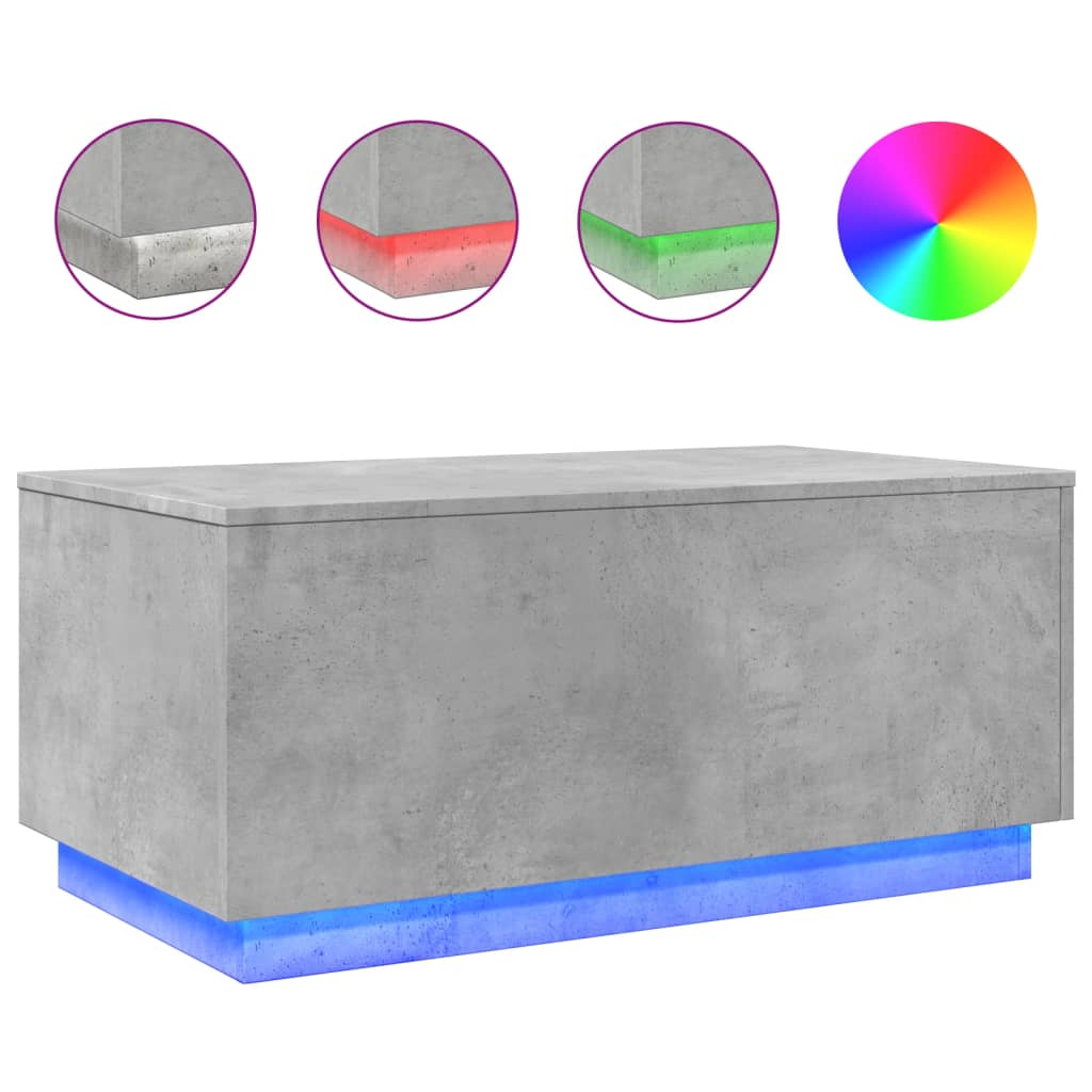 Salontafel met LED-verlichting 90x50x40 cm betongrijs is nu te koop bij PeponiXL, paradijselijk wonen!