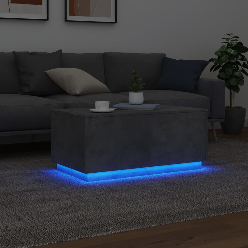 Salontafel met LED-verlichting 90x50x40 cm betongrijs is nu te koop bij PeponiXL, paradijselijk wonen!