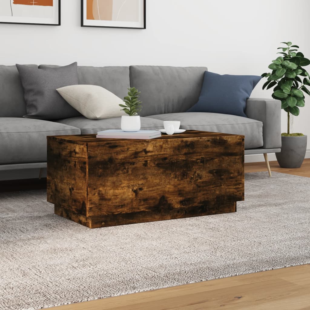 Salontafel met LED-verlichting 90x50x40 cm gerookt eikenkleurig is nu te koop bij PeponiXL, paradijselijk wonen!