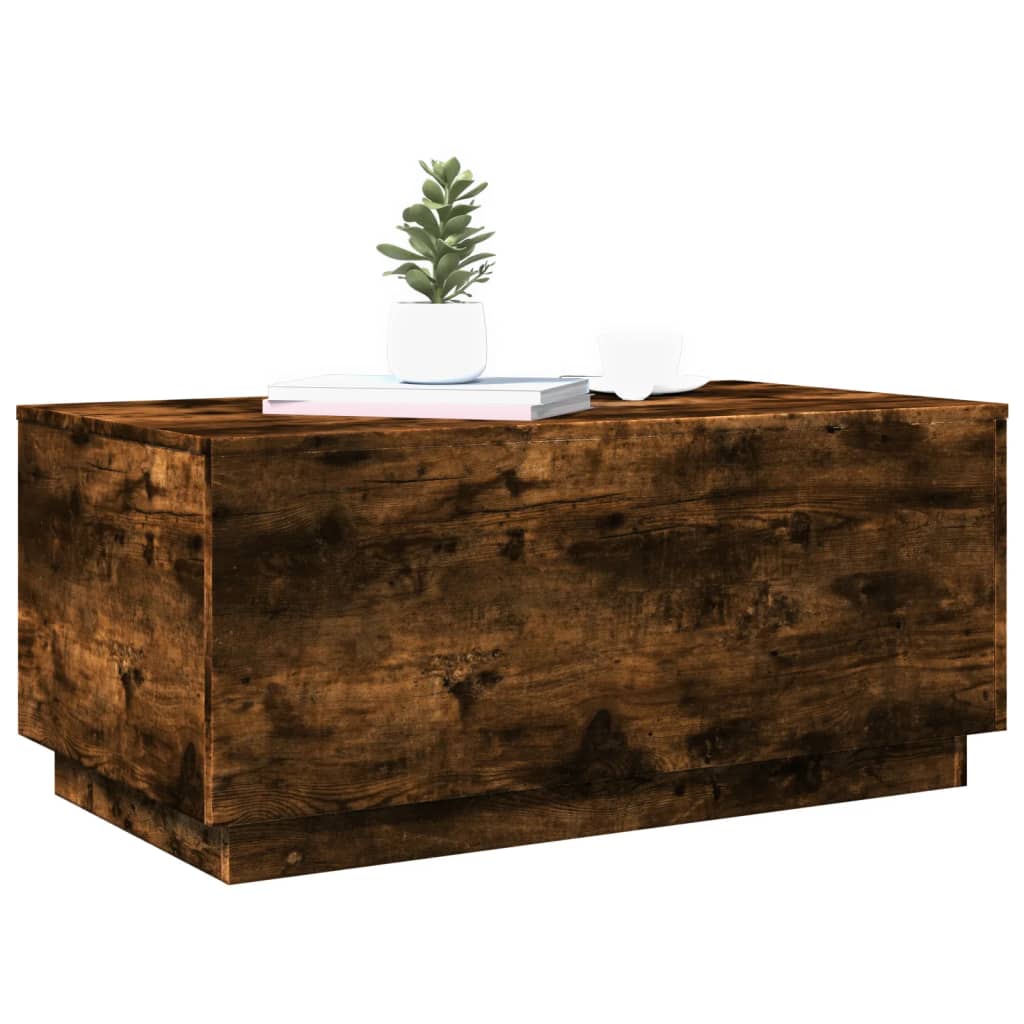 Salontafel met LED-verlichting 90x50x40 cm gerookt eikenkleurig is nu te koop bij PeponiXL, paradijselijk wonen!