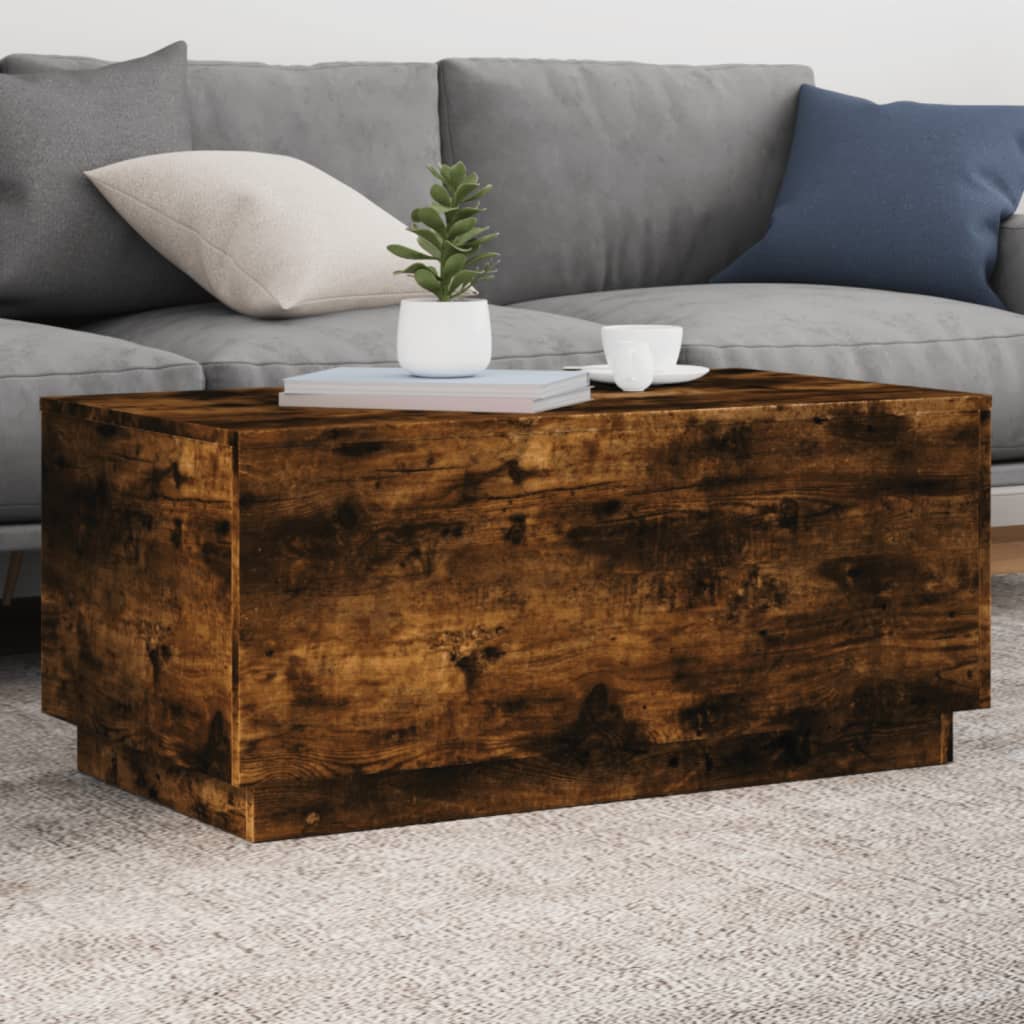 Salontafel met LED-verlichting 90x50x40 cm gerookt eikenkleurig is nu te koop bij PeponiXL, paradijselijk wonen!