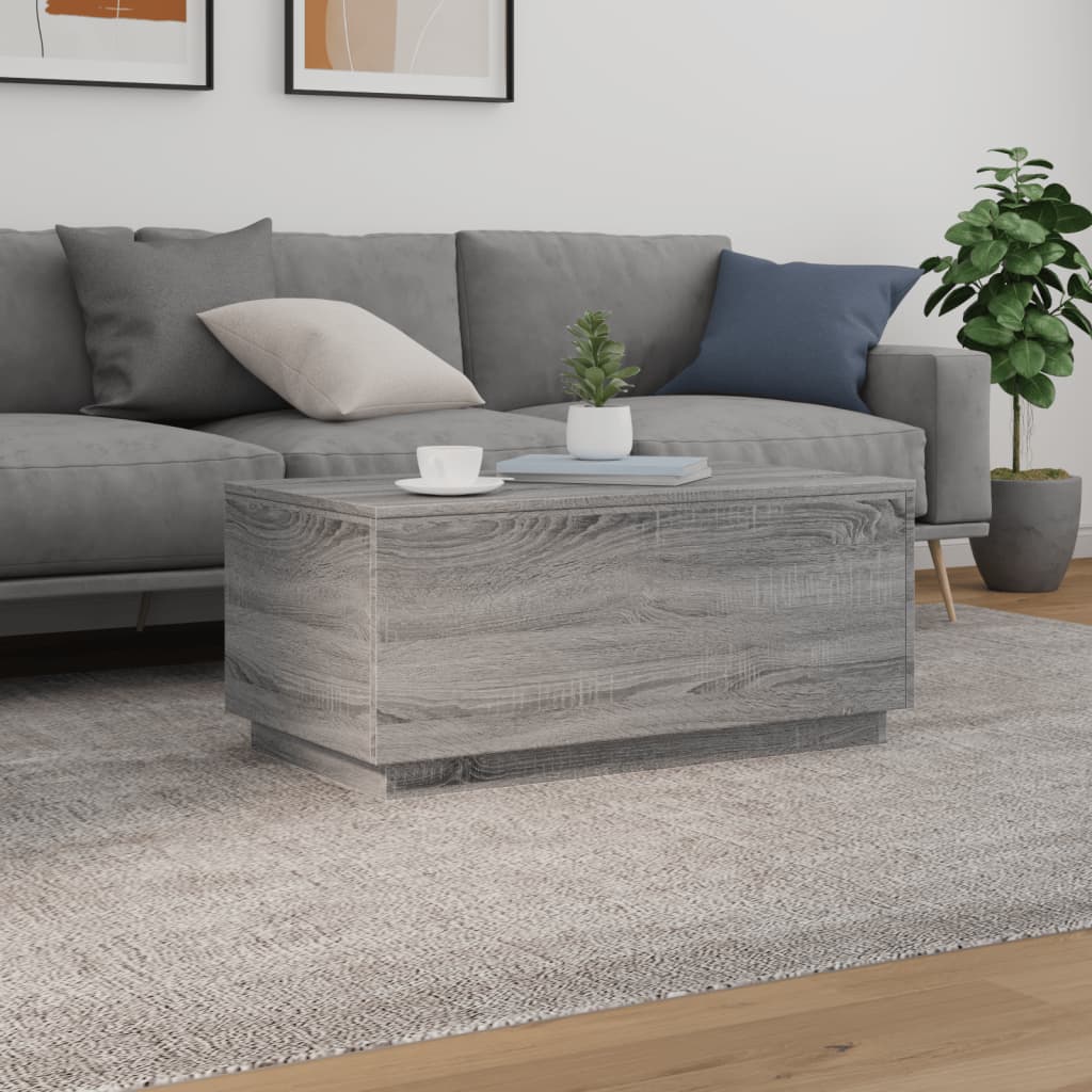 Salontafel met LED-verlichting 90x50x40 cm grijs sonoma eiken is nu te koop bij PeponiXL, paradijselijk wonen!