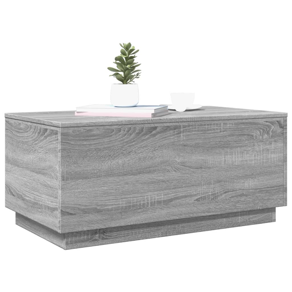 Salontafel met LED-verlichting 90x50x40 cm grijs sonoma eiken is nu te koop bij PeponiXL, paradijselijk wonen!