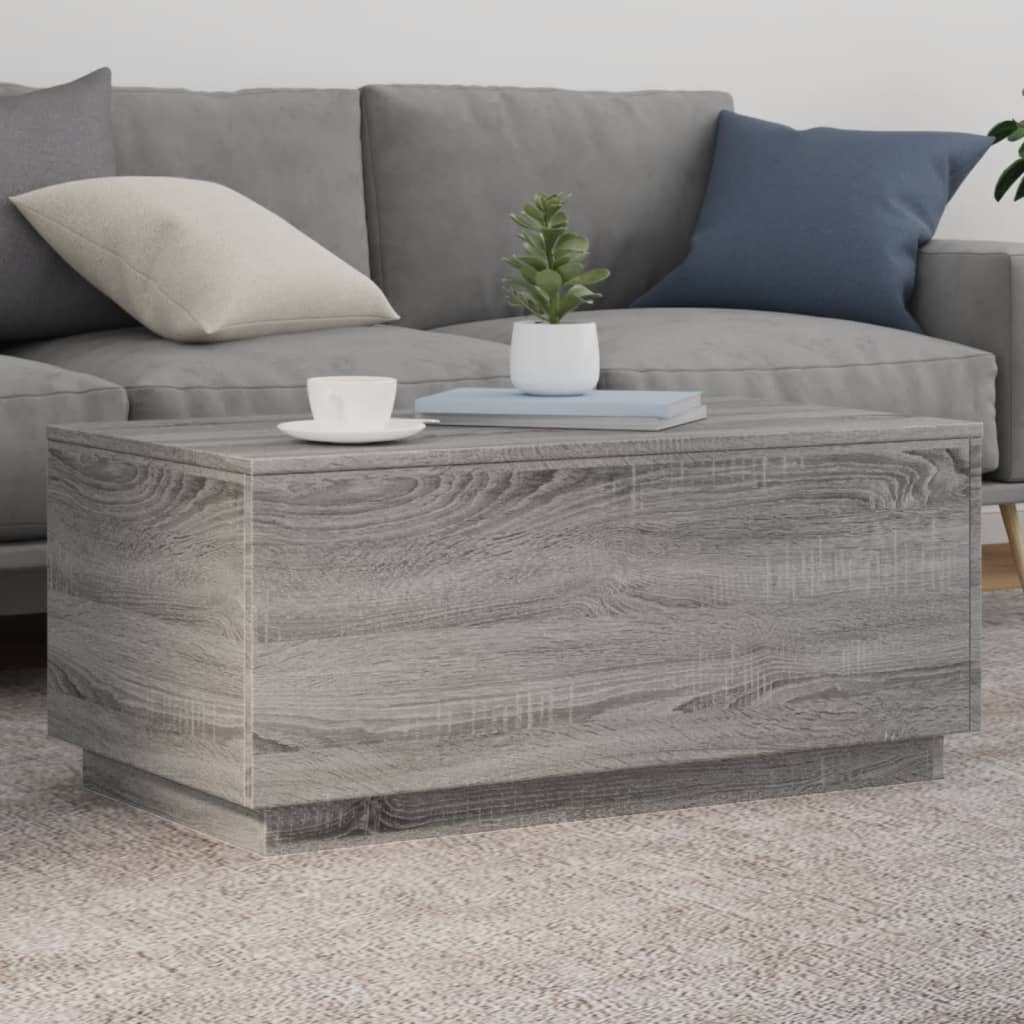 Salontafel met LED-verlichting 90x50x40 cm grijs sonoma eiken is nu te koop bij PeponiXL, paradijselijk wonen!