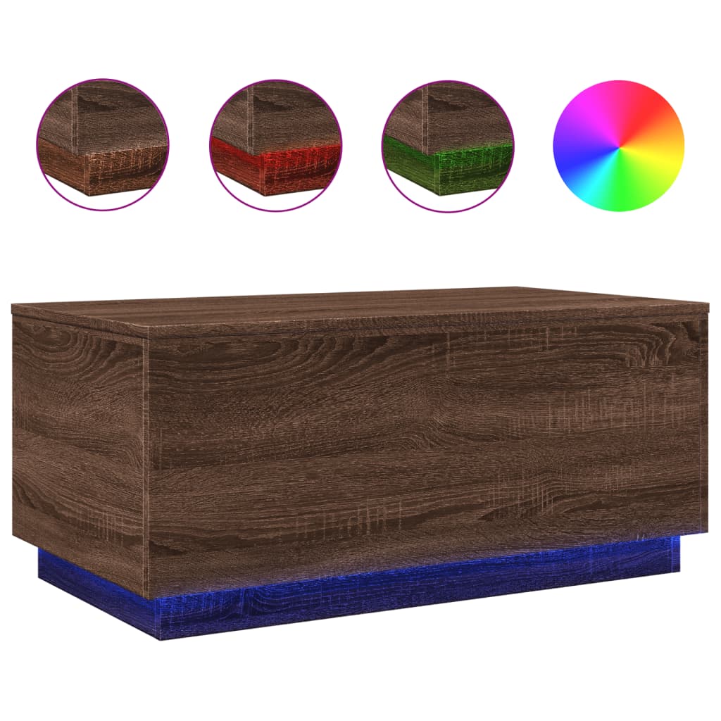 Salontafel met LED-verlichting 90x50x40 cm bruin eikenkleur is nu te koop bij PeponiXL, paradijselijk wonen!