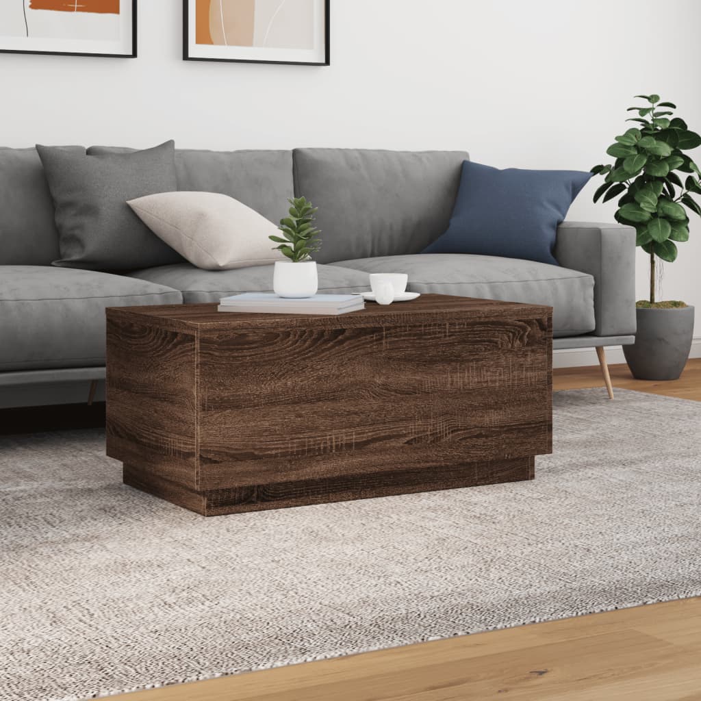 Salontafel met LED-verlichting 90x50x40 cm bruin eikenkleur is nu te koop bij PeponiXL, paradijselijk wonen!