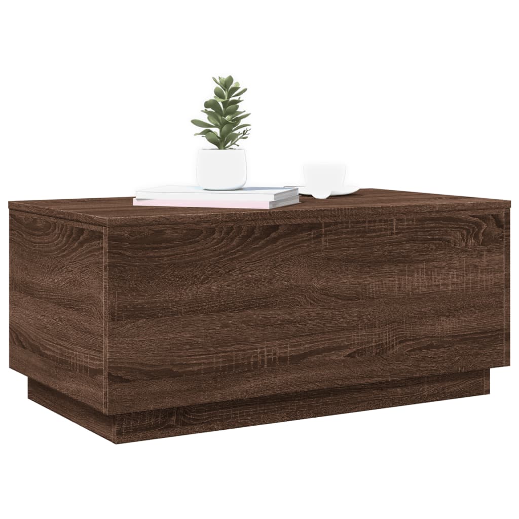 Salontafel met LED-verlichting 90x50x40 cm bruin eikenkleur is nu te koop bij PeponiXL, paradijselijk wonen!
