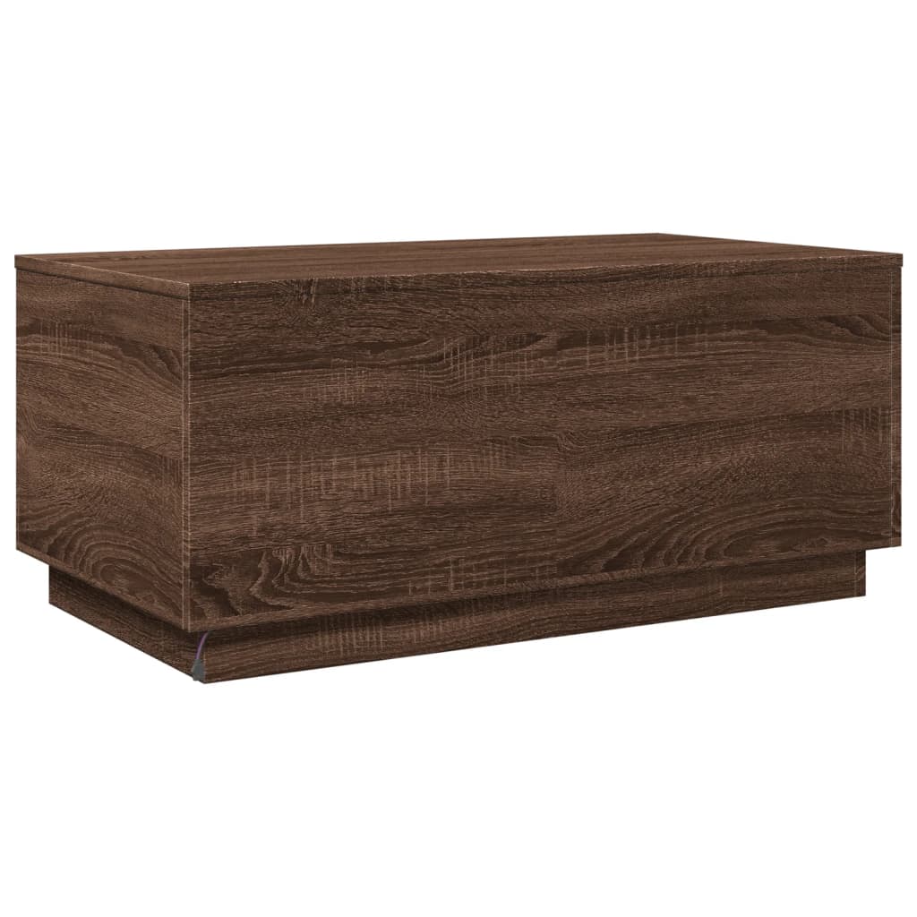 Salontafel met LED-verlichting 90x50x40 cm bruin eikenkleur is nu te koop bij PeponiXL, paradijselijk wonen!