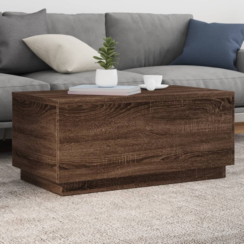 Salontafel met LED-verlichting 90x50x40 cm bruin eikenkleur is nu te koop bij PeponiXL, paradijselijk wonen!