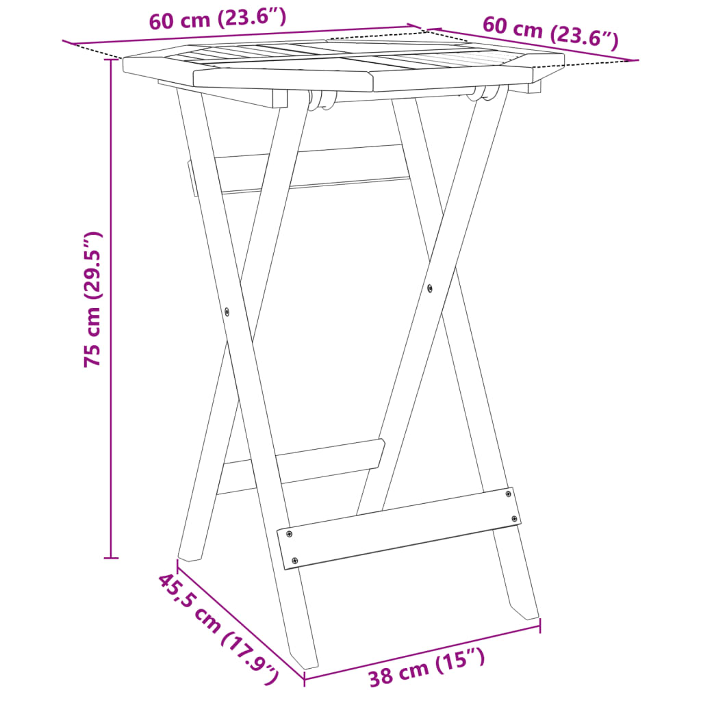 Tuintafel inklapbaar Ø60x75 cm massief acaciahout is nu te koop bij PeponiXL, paradijselijk wonen!