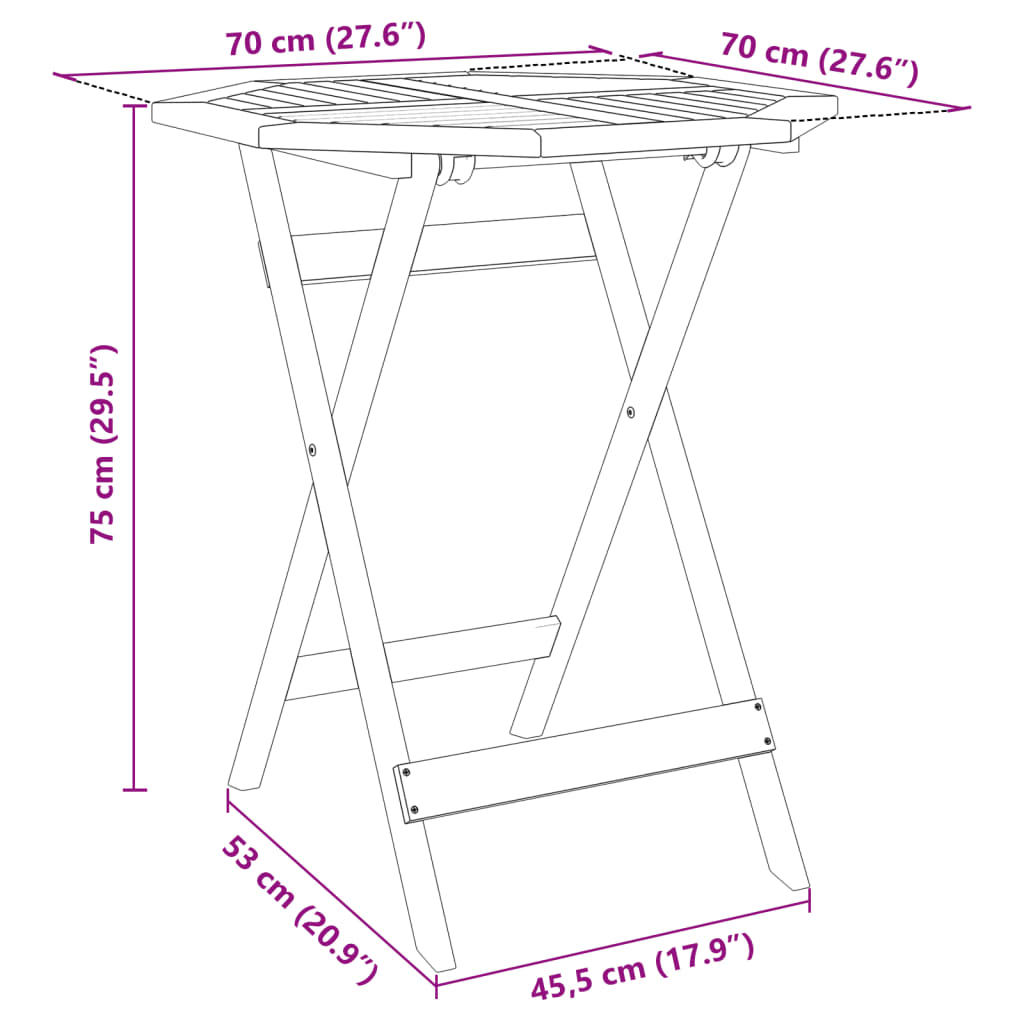 Tuintafel inklapbaar Ø70x75 cm massief acaciahout is nu te koop bij PeponiXL, paradijselijk wonen!