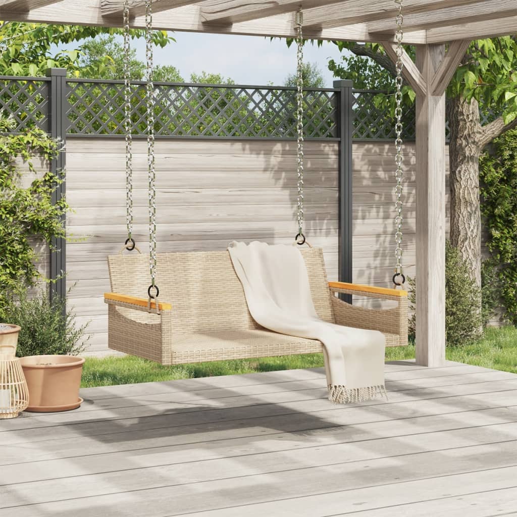 Schommelbank 109x62x40 cm poly rattan beige is nu te koop bij PeponiXL, paradijselijk wonen!