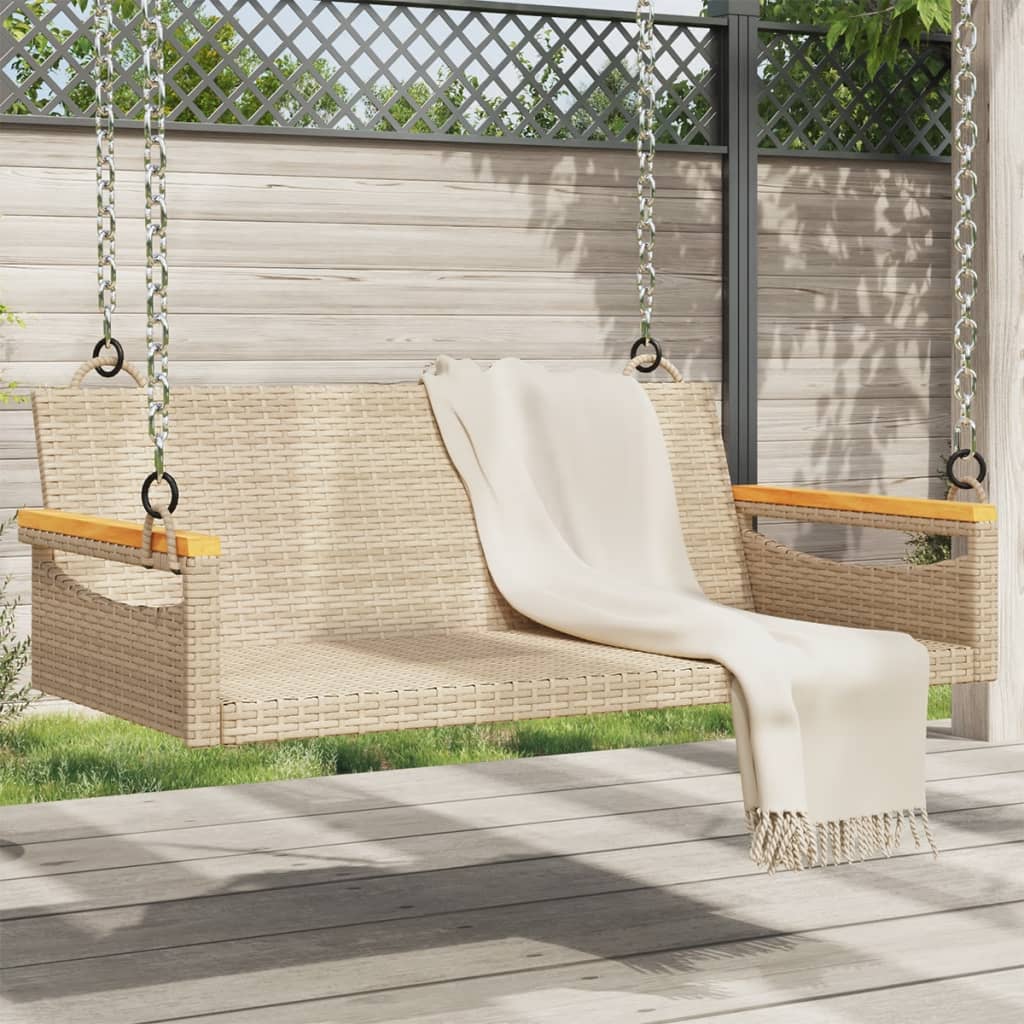 Schommelbank 109x62x40 cm poly rattan beige is nu te koop bij PeponiXL, paradijselijk wonen!