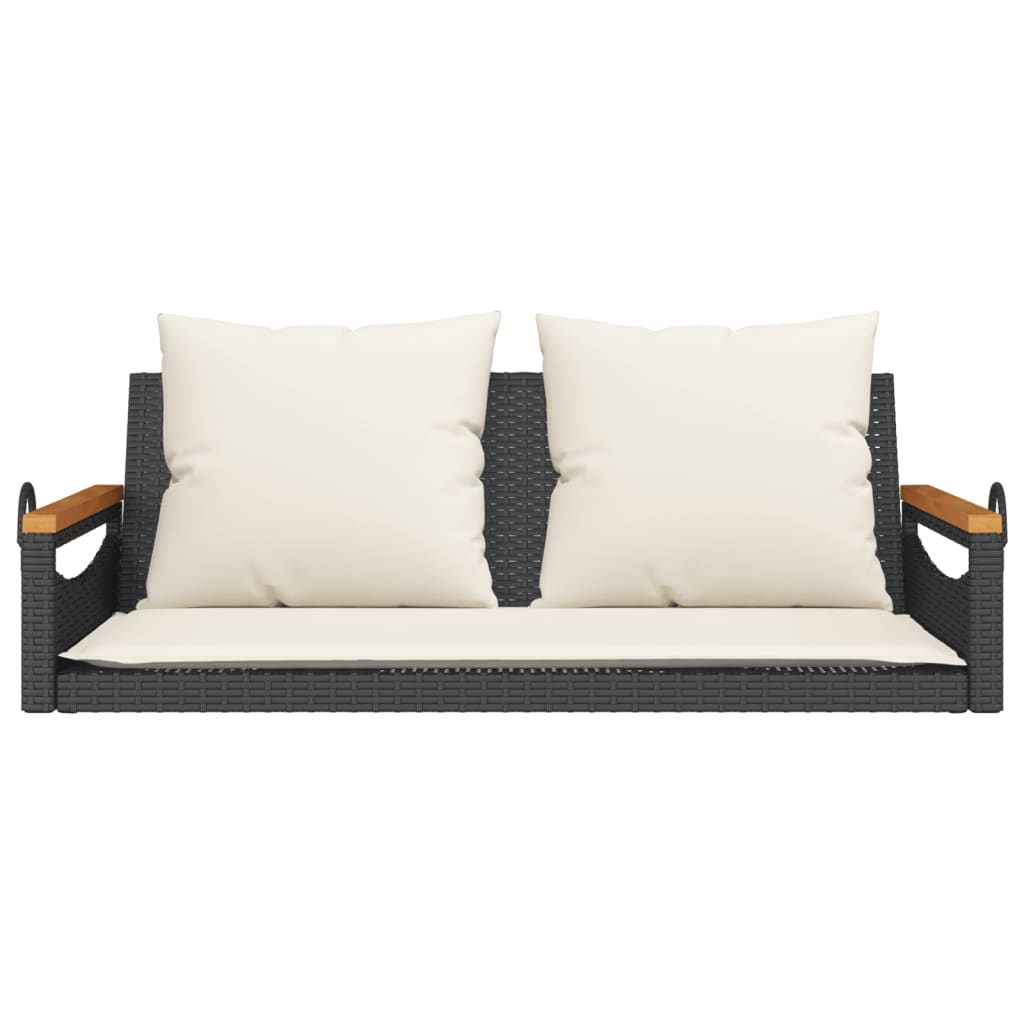 Schommelbank met kussens 109x62x40 cm poly rattan zwart is nu te koop bij PeponiXL, paradijselijk wonen!