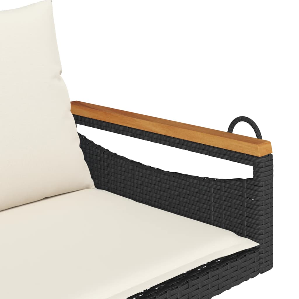 Schommelbank met kussens 109x62x40 cm poly rattan zwart is nu te koop bij PeponiXL, paradijselijk wonen!