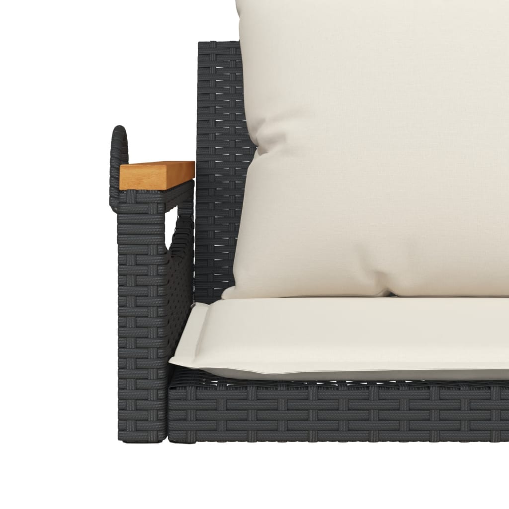 Schommelbank met kussens 109x62x40 cm poly rattan zwart is nu te koop bij PeponiXL, paradijselijk wonen!