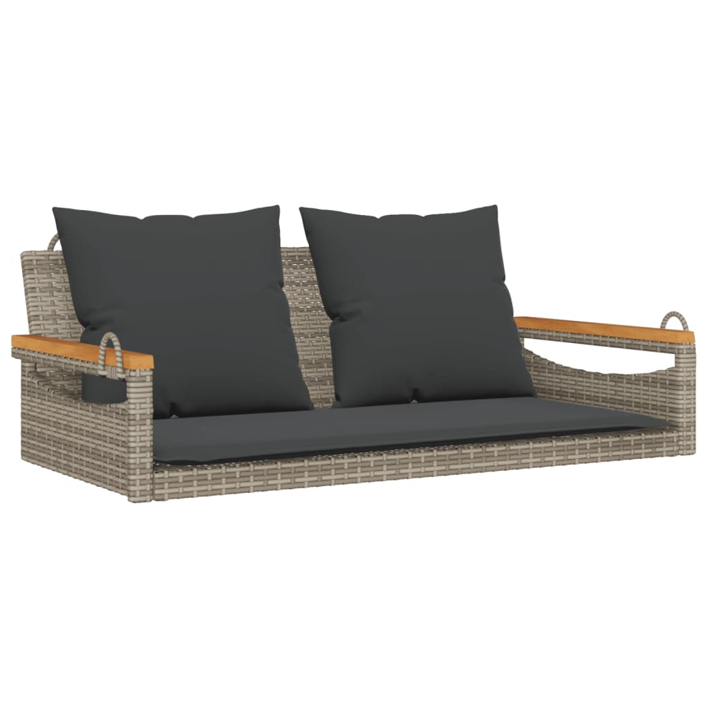 Schommelbank met kussens 109x62x40 cm poly rattan grijs is nu te koop bij PeponiXL, paradijselijk wonen!