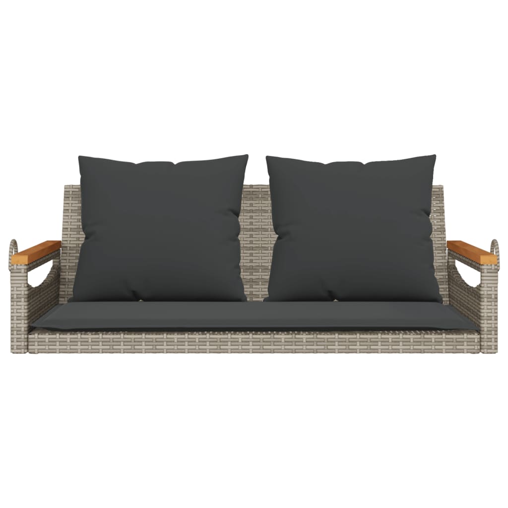Schommelbank met kussens 109x62x40 cm poly rattan grijs is nu te koop bij PeponiXL, paradijselijk wonen!