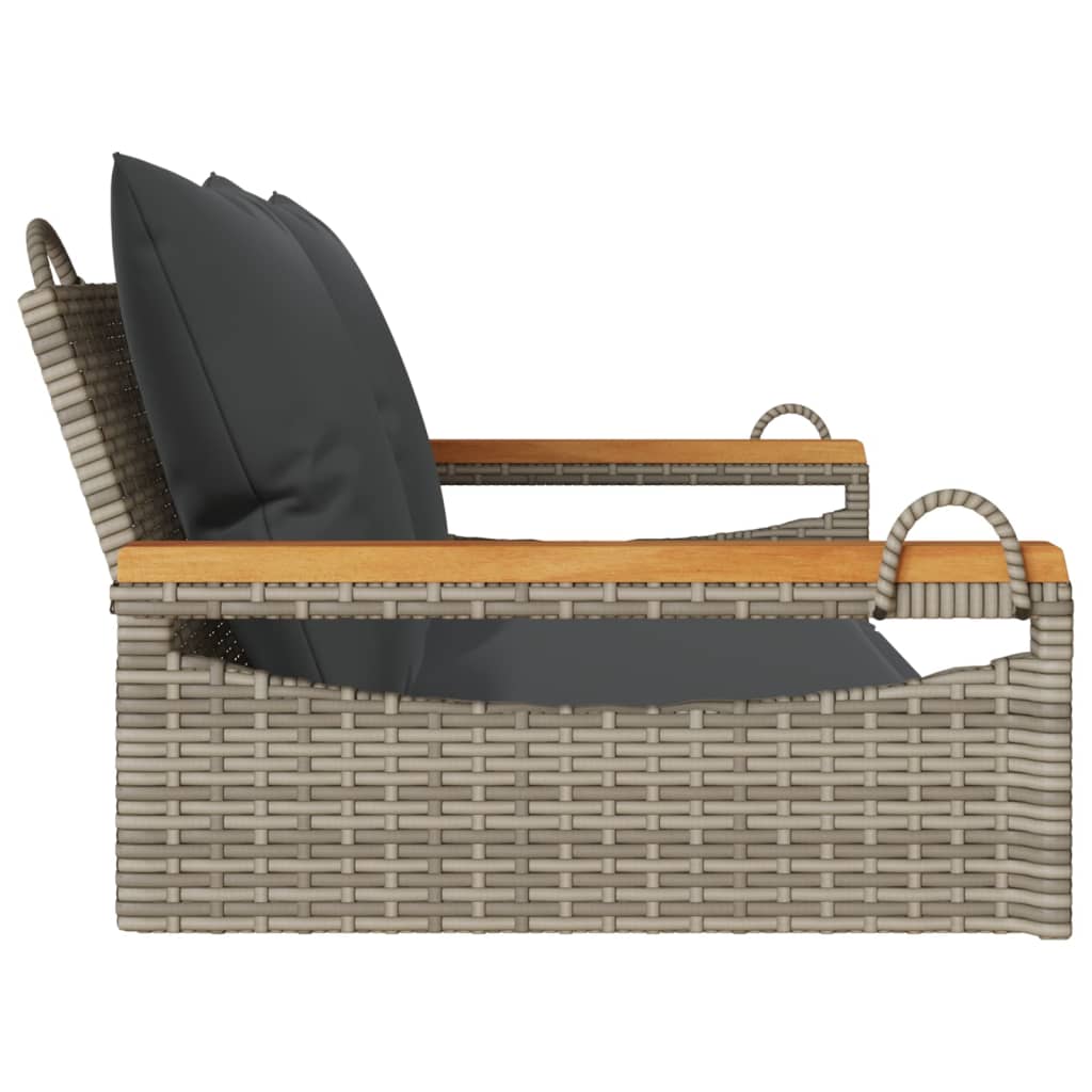 Schommelbank met kussens 109x62x40 cm poly rattan grijs is nu te koop bij PeponiXL, paradijselijk wonen!