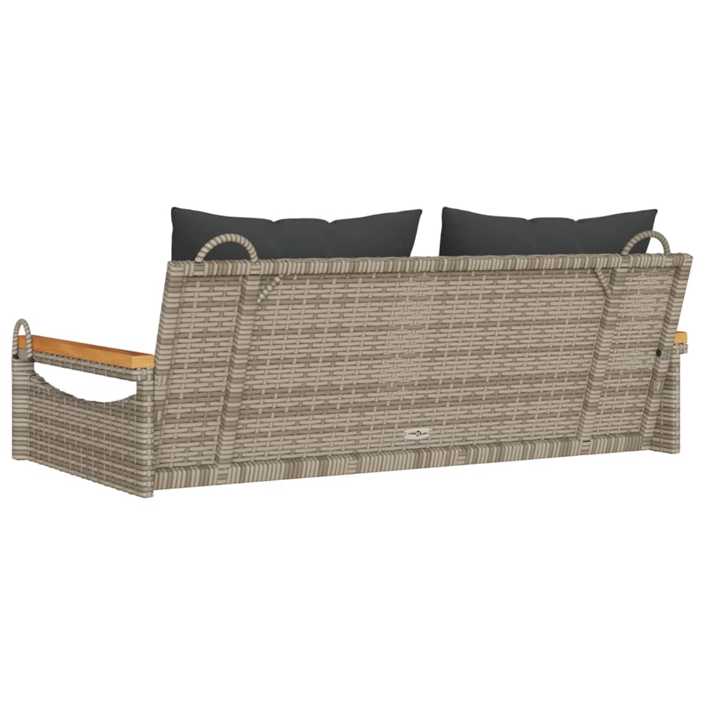 Schommelbank met kussens 109x62x40 cm poly rattan grijs is nu te koop bij PeponiXL, paradijselijk wonen!