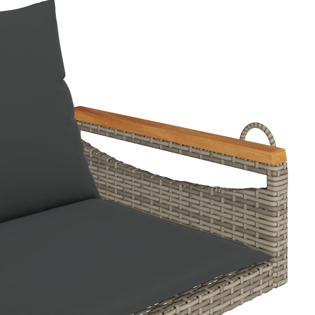 Schommelbank met kussens 109x62x40 cm poly rattan grijs is nu te koop bij PeponiXL, paradijselijk wonen!