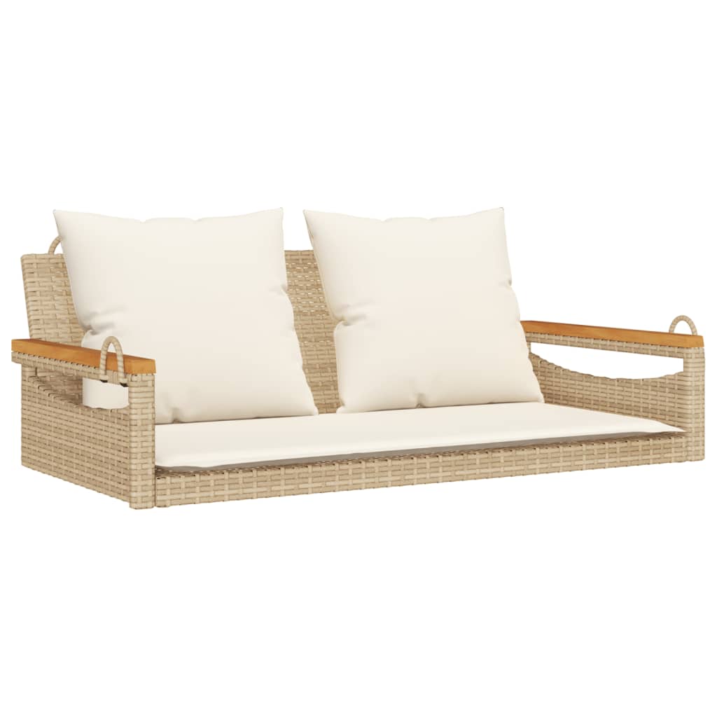 Schommelbank met kussens 109x62x40 cm poly rattan beige is nu te koop bij PeponiXL, paradijselijk wonen!