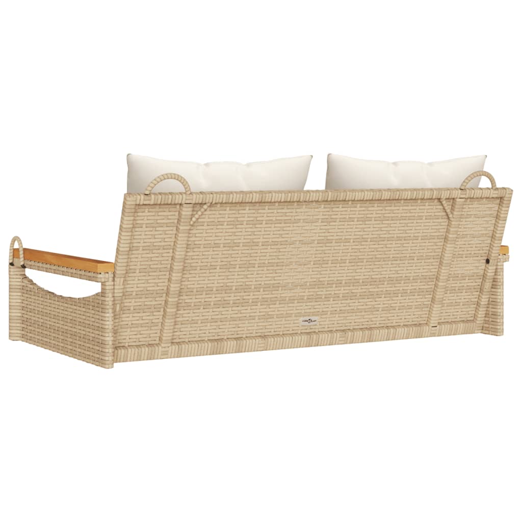 Schommelbank met kussens 109x62x40 cm poly rattan beige is nu te koop bij PeponiXL, paradijselijk wonen!