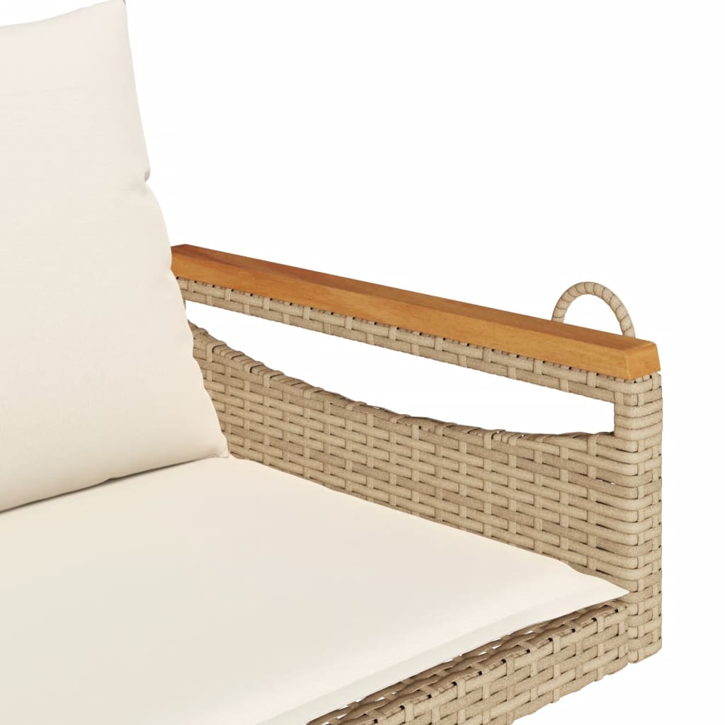 Schommelbank met kussens 109x62x40 cm poly rattan beige is nu te koop bij PeponiXL, paradijselijk wonen!