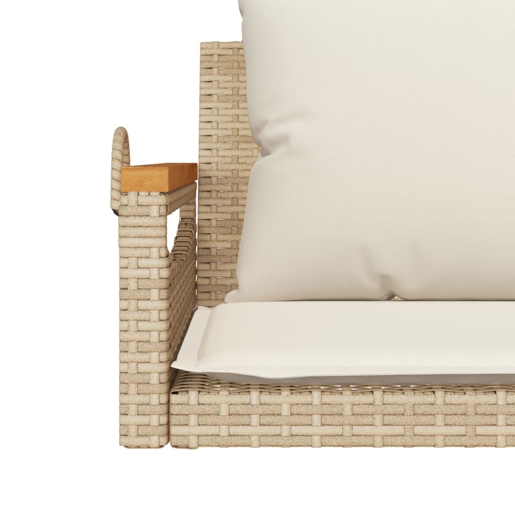 Schommelbank met kussens 109x62x40 cm poly rattan beige is nu te koop bij PeponiXL, paradijselijk wonen!