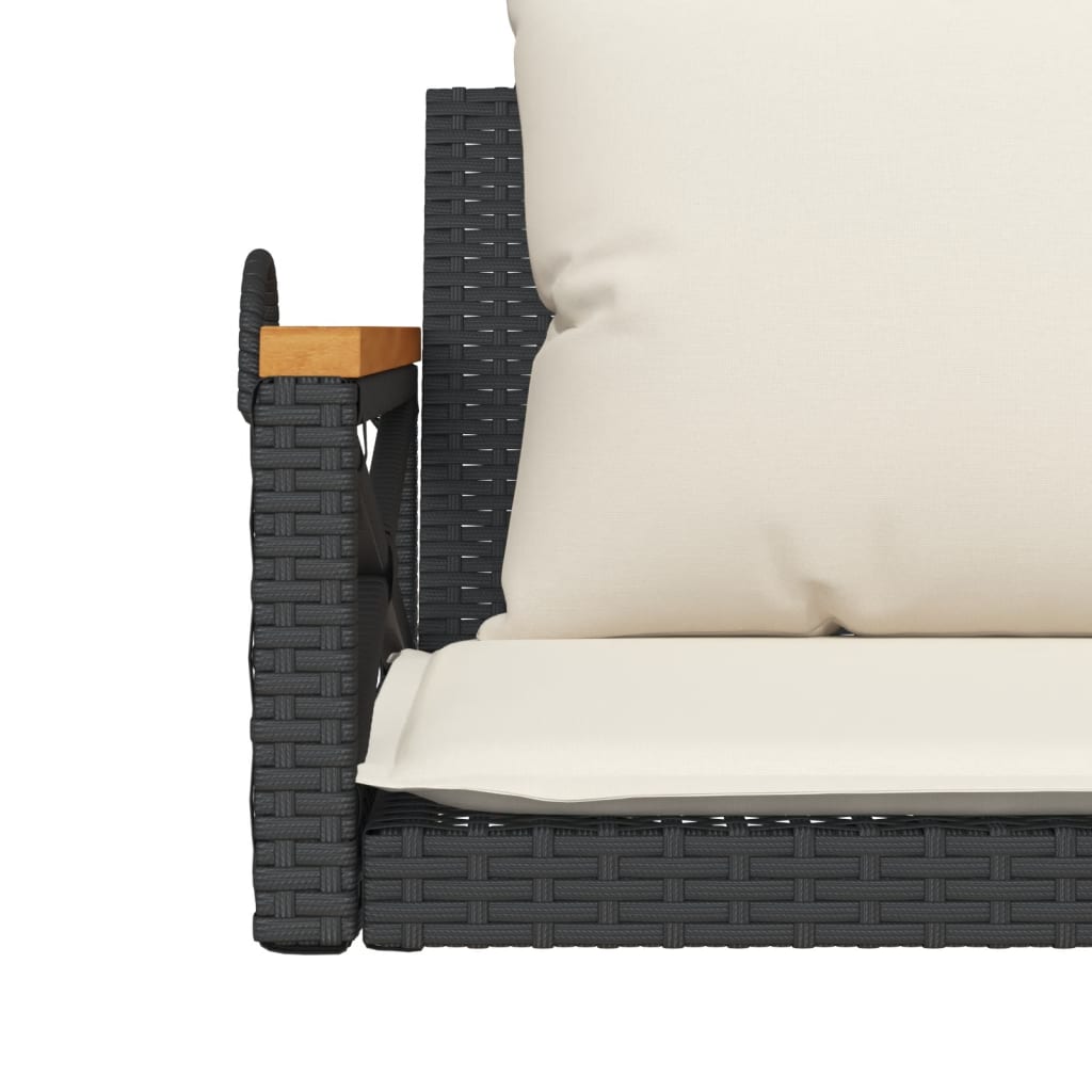 Schommelbank met kussens 109x62x40 cm poly rattan zwart is nu te koop bij PeponiXL, paradijselijk wonen!