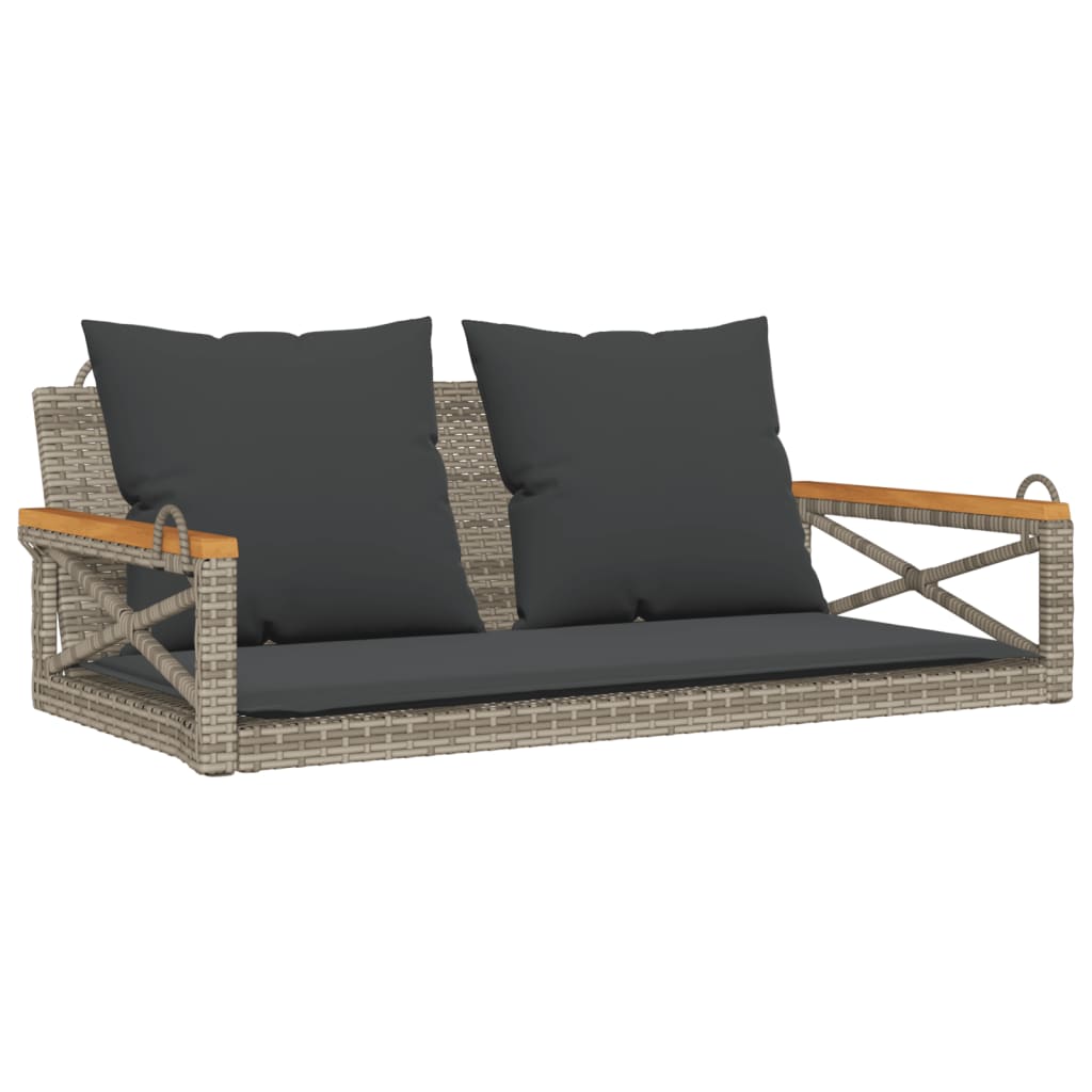 Schommelbank met kussens 109x62x40 cm poly rattan grijs is nu te koop bij PeponiXL, paradijselijk wonen!