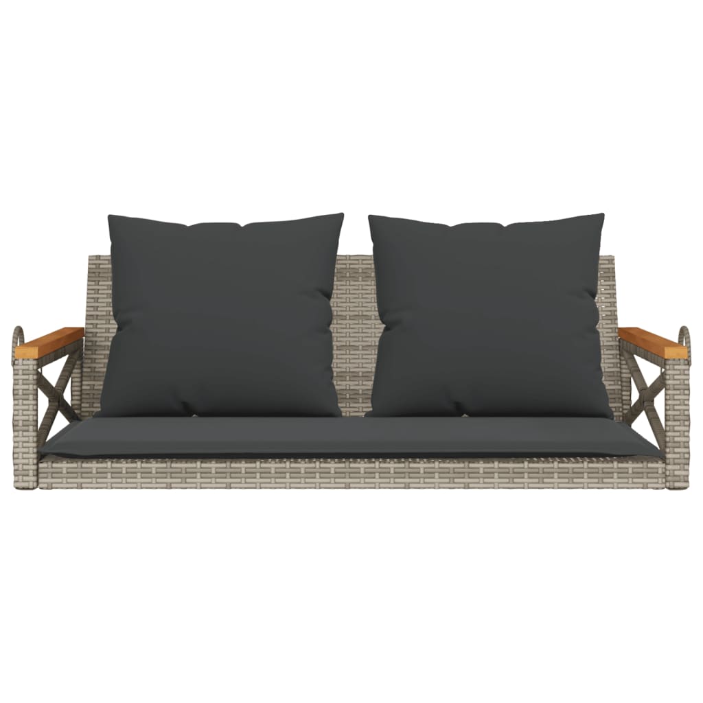 Schommelbank met kussens 109x62x40 cm poly rattan grijs is nu te koop bij PeponiXL, paradijselijk wonen!