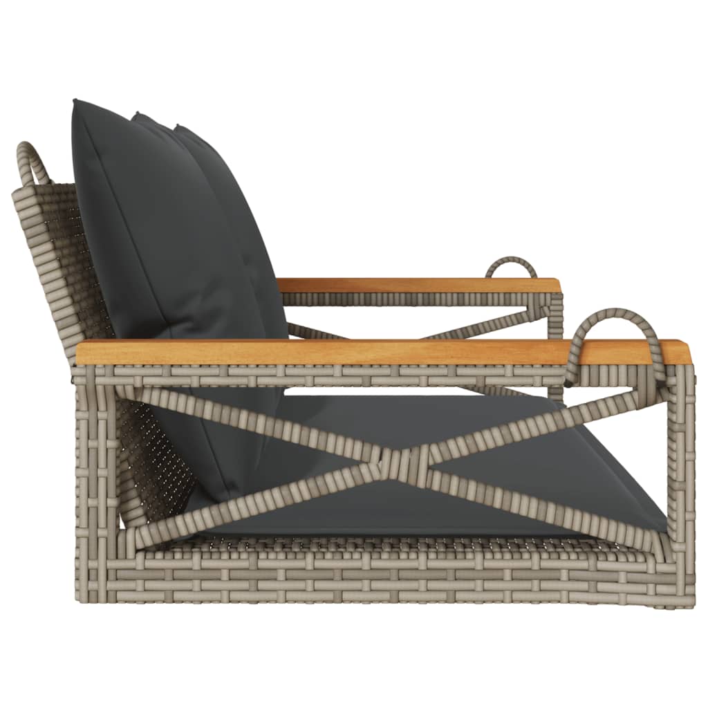 Schommelbank met kussens 109x62x40 cm poly rattan grijs is nu te koop bij PeponiXL, paradijselijk wonen!