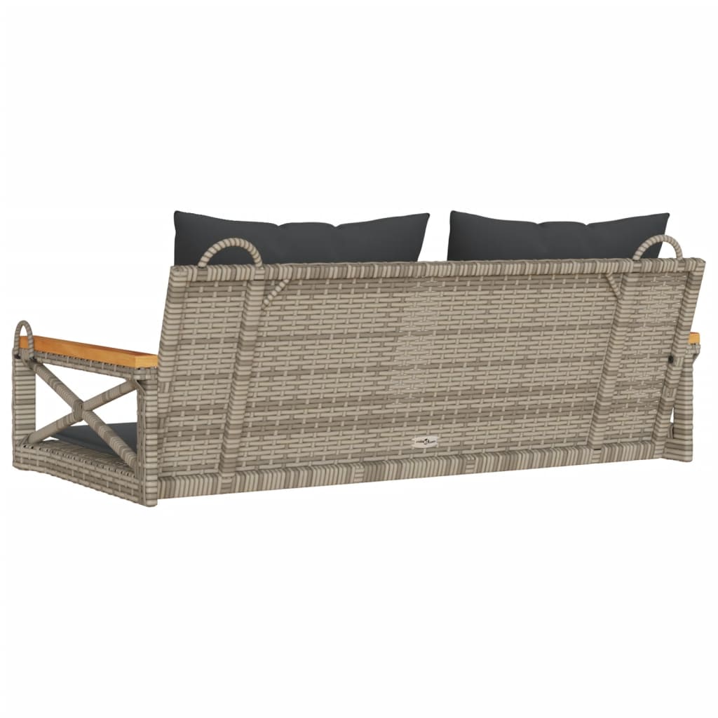 Schommelbank met kussens 109x62x40 cm poly rattan grijs is nu te koop bij PeponiXL, paradijselijk wonen!