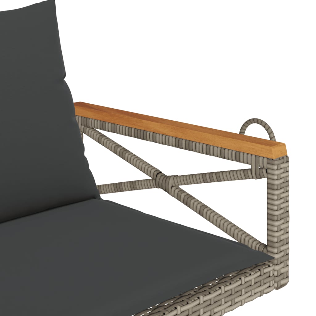Schommelbank met kussens 109x62x40 cm poly rattan grijs is nu te koop bij PeponiXL, paradijselijk wonen!
