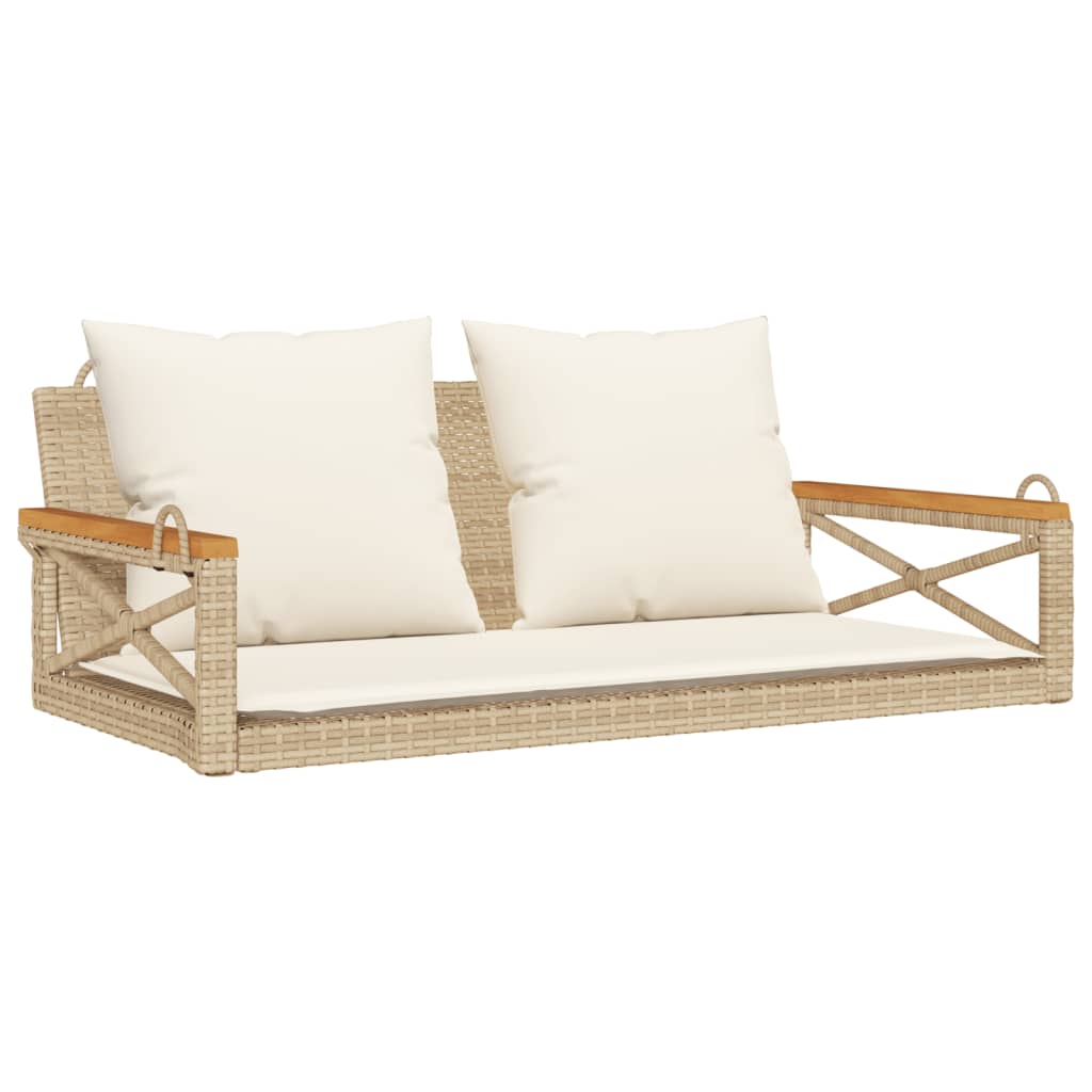 Schommelbank met kussens 109x62x40 cm poly rattan beige is nu te koop bij PeponiXL, paradijselijk wonen!