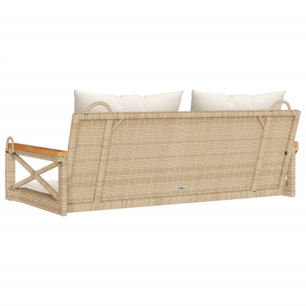 Schommelbank met kussens 109x62x40 cm poly rattan beige is nu te koop bij PeponiXL, paradijselijk wonen!