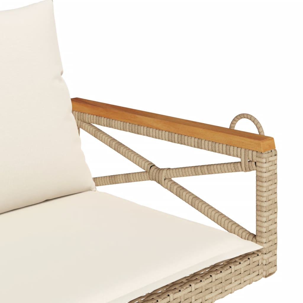 Schommelbank met kussens 109x62x40 cm poly rattan beige is nu te koop bij PeponiXL, paradijselijk wonen!
