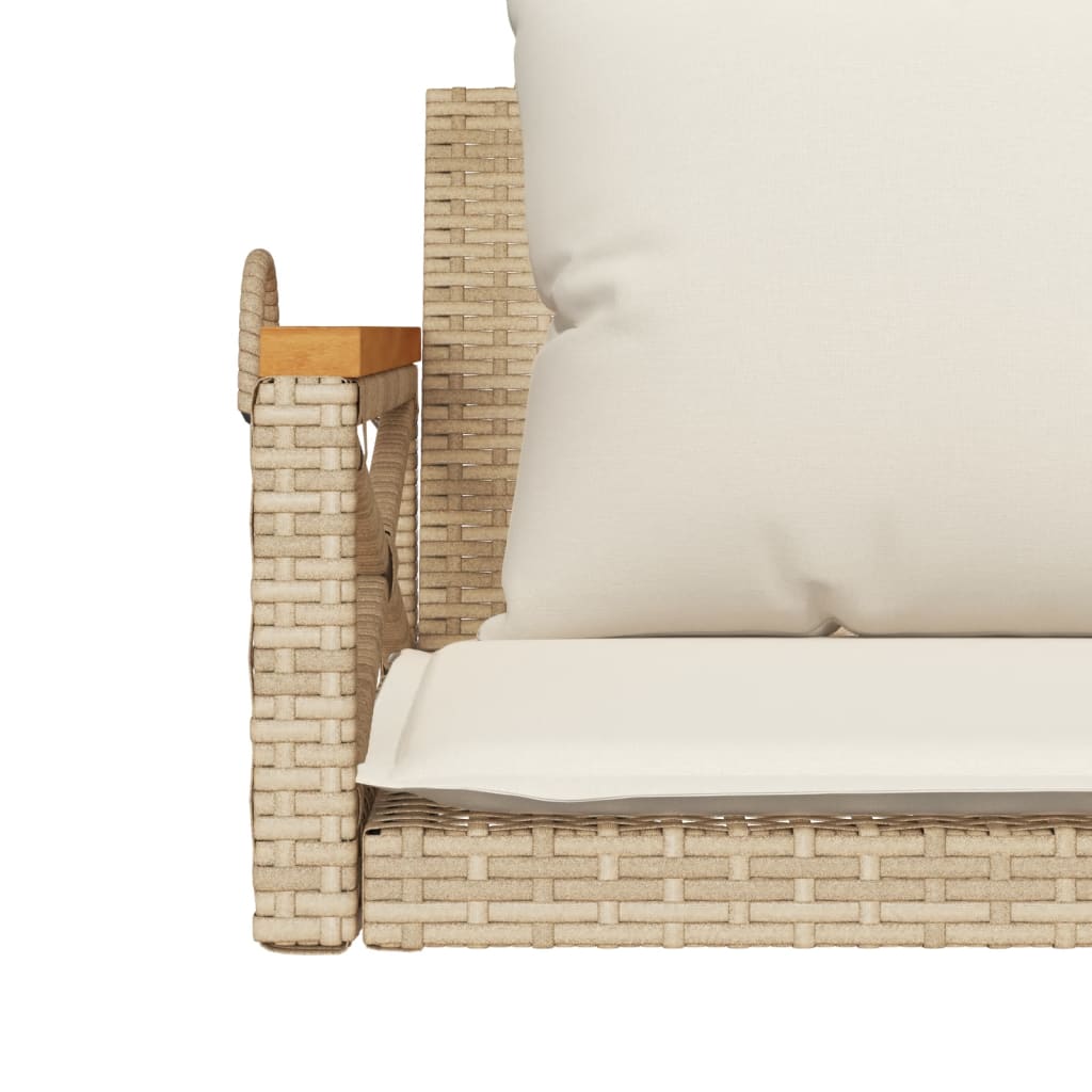 Schommelbank met kussens 109x62x40 cm poly rattan beige is nu te koop bij PeponiXL, paradijselijk wonen!