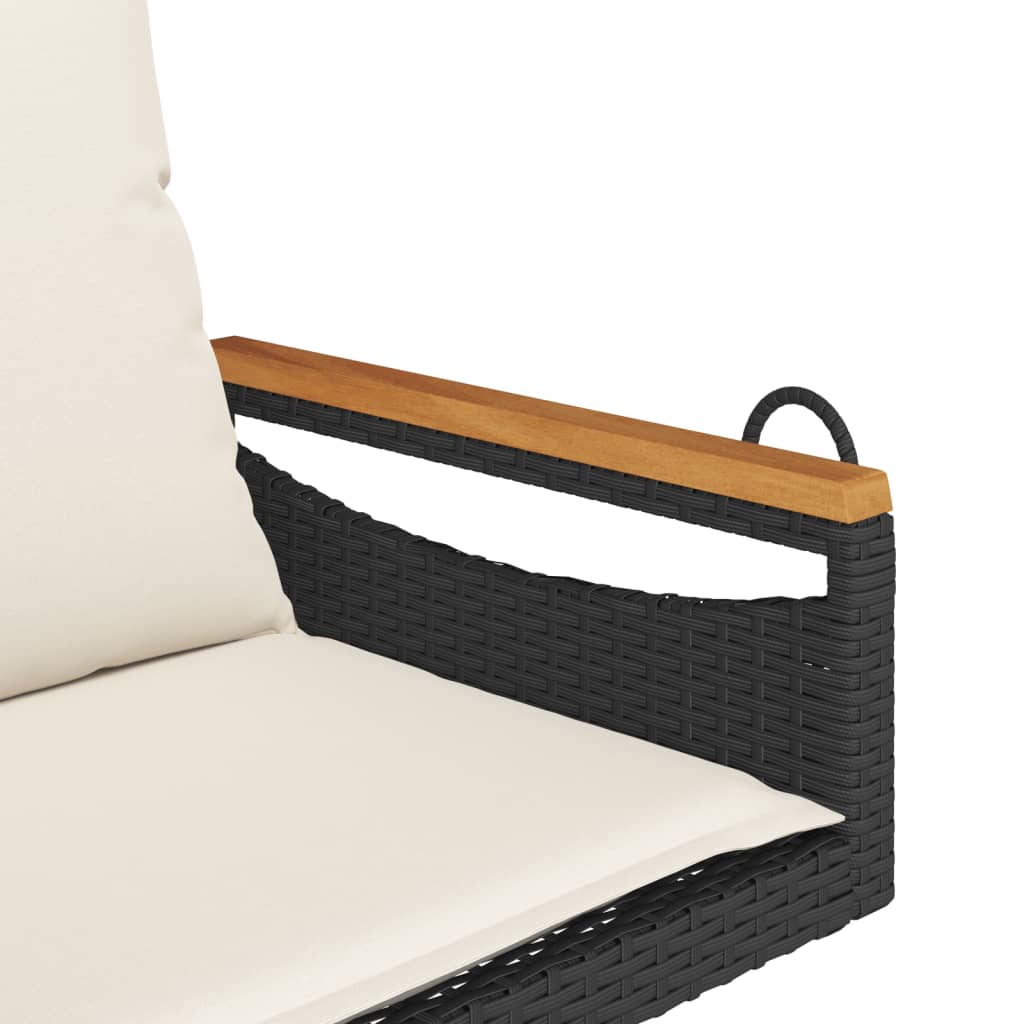 Schommelbank met kussens 63x62x40 cm poly rattan zwart is nu te koop bij PeponiXL, paradijselijk wonen!