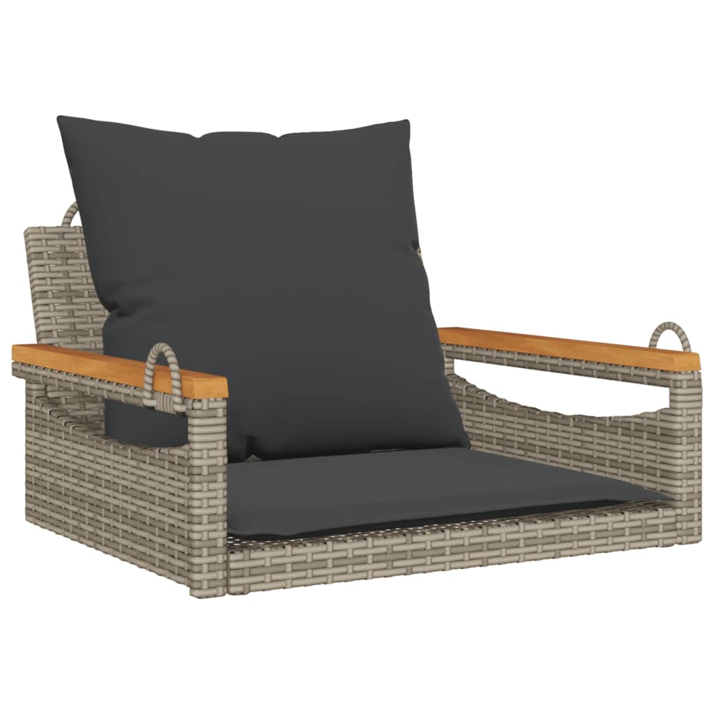 Schommelbank met kussens 63x62x40 cm poly rattan grijs is nu te koop bij PeponiXL, paradijselijk wonen!